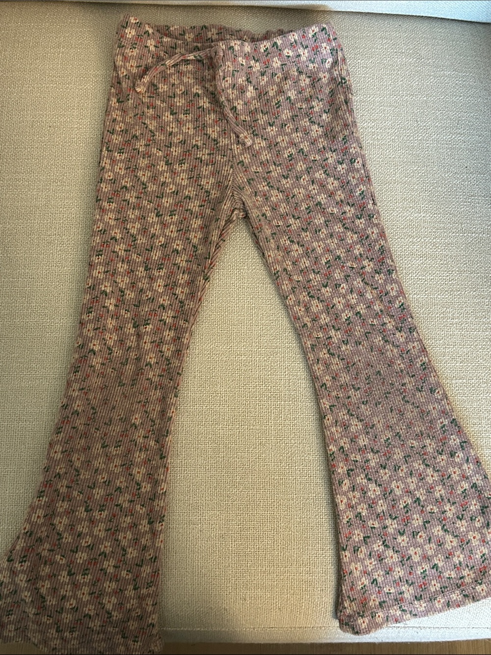 Zara Pink Floral Ribbed Flare Leggings